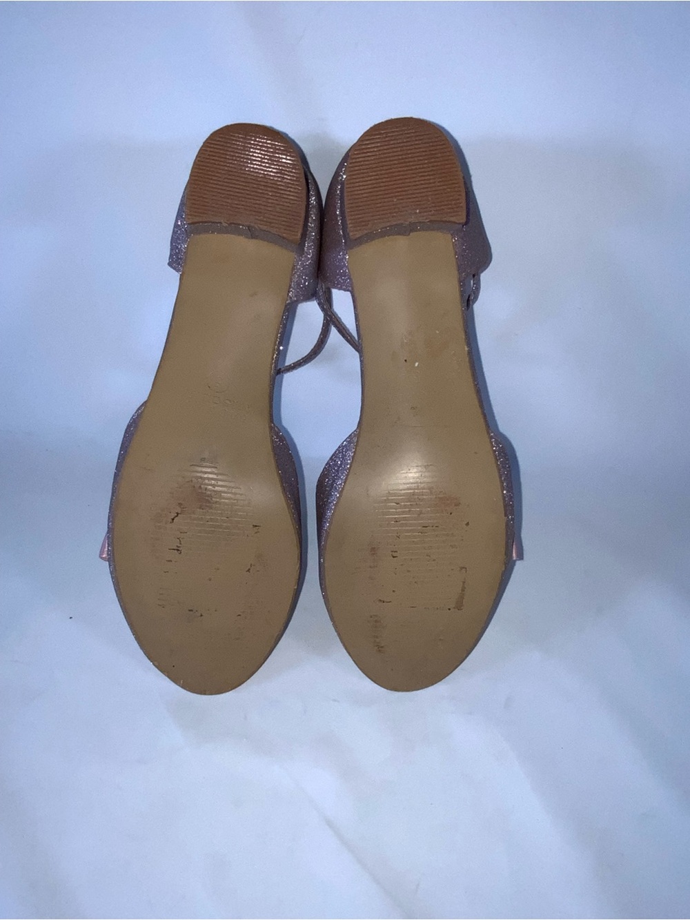 Badgley Mischka Pink Glitter Ankle-Strap Flats